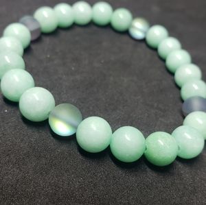 Aquamarine and mystic aura quartz bracelet